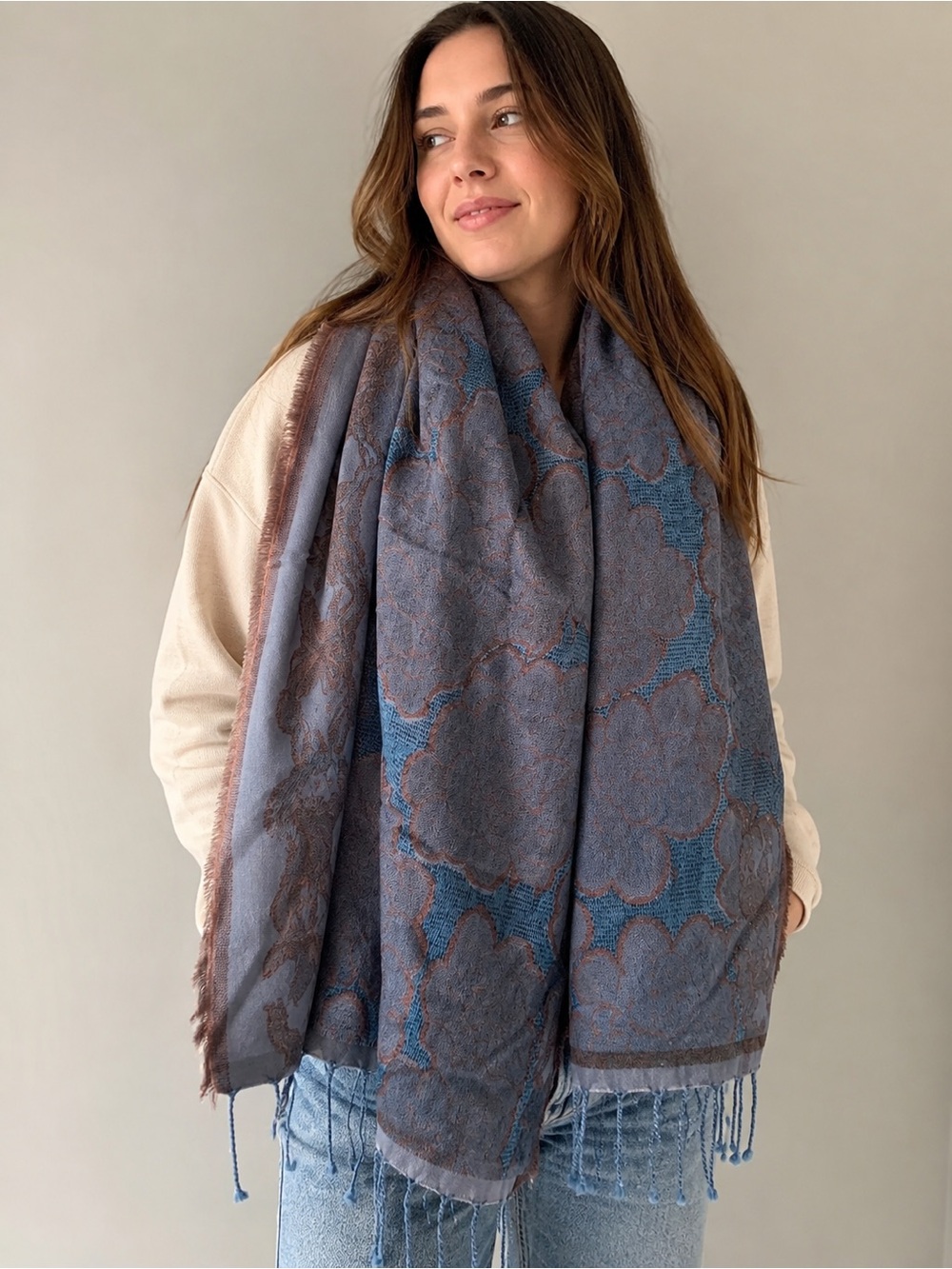 Alessi Blue & Rose Gold Scarf